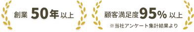 創業50年以上・顧客満足度95%以上